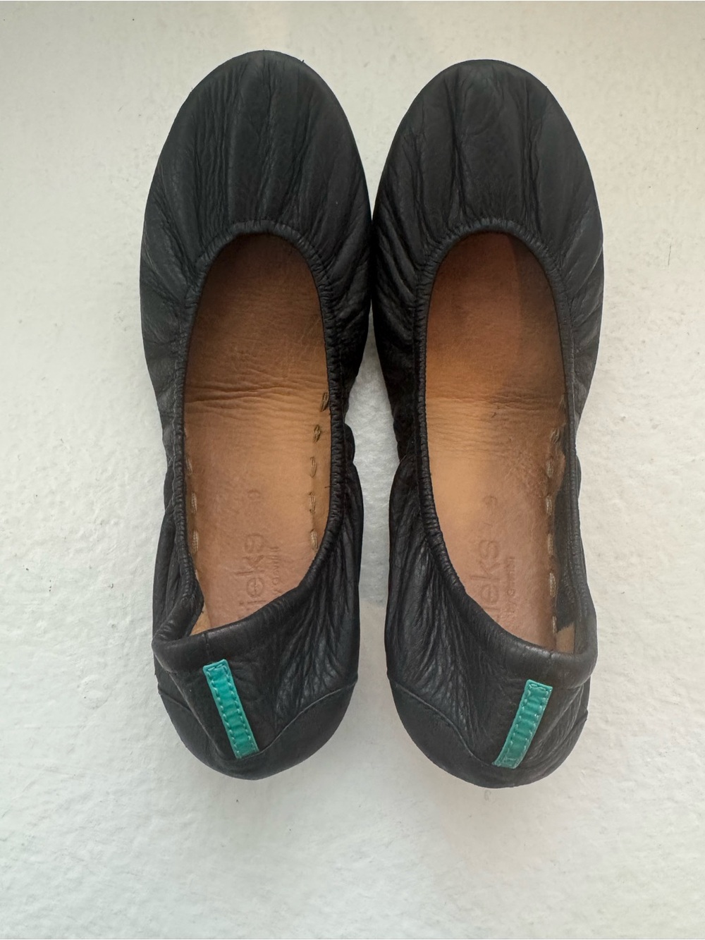 TIEKS by Gavrieli Black Leather Ballet Flats Shoes Slip Ons Women's Size 9